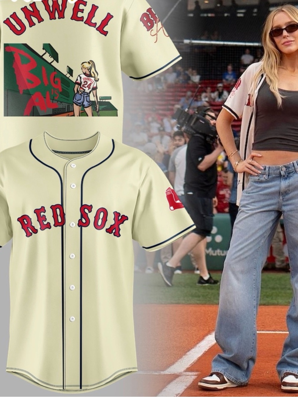 Boston Red Sox Alexandra Cooper Baseball Jersey Sz. L